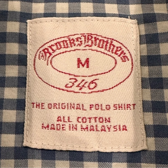 Brooks Brothers Mens Original Polo Shirt Size M Blue Check Button Down Career - Picture 7 of 12